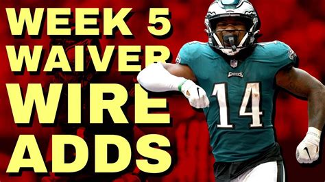 Best week 5 waiver wire pickups - 3. anonbutler • 1 yr. ago. FantasyTrash • 1 yr. ago. We're right about in the season where people start making hasty drops. You might be able to capitalize if someone overreacts and drops a player struggling now but may be great down the road (think a guy like Etienne). 1. iSeekFailure • 1 yr. ago.